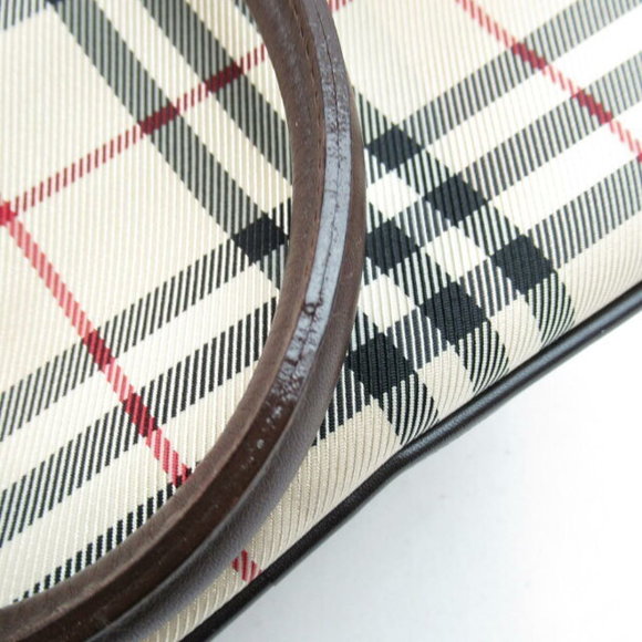 Burberry Nova Check Handbag Canvas Leather Beige Black Bag - Picture 9 of 10